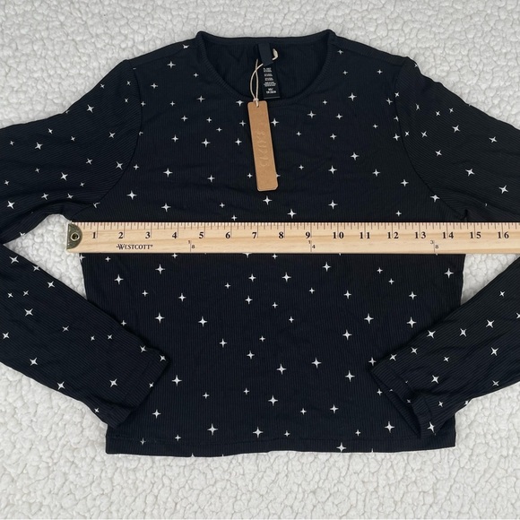 SKIMS Soft Lounge Long Sleeve Crop Top XS Onyx Sparkle Ribbed NWT Sold Out - Picture 6 of 10